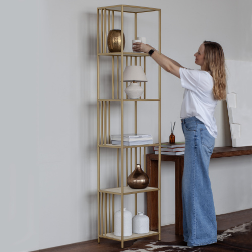 Стеллаж SOHO MINI, золотой, керамика Ivory, 45*30*195 фото 3