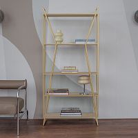 Стеллаж OSLO MINI, золотой, ЛДСП Дуб Каселла, 80*33*171