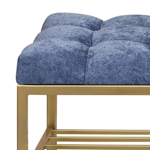 Банкетка RUBY, золотая, Steel Blue, каретная стяжка, 110*40*45 фото 11