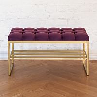 Банкетка RUBY MINI, золотая, Marsala, каретная стяжка, 85*40*45