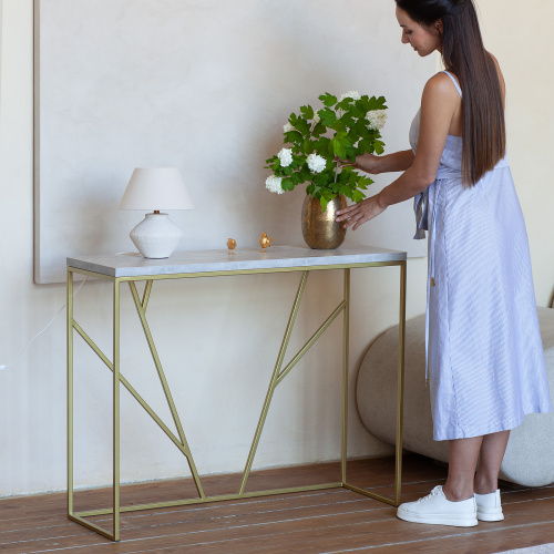 Консоль EVA, золотая, ЛДСП Аренария, 100*35*83 фото 2