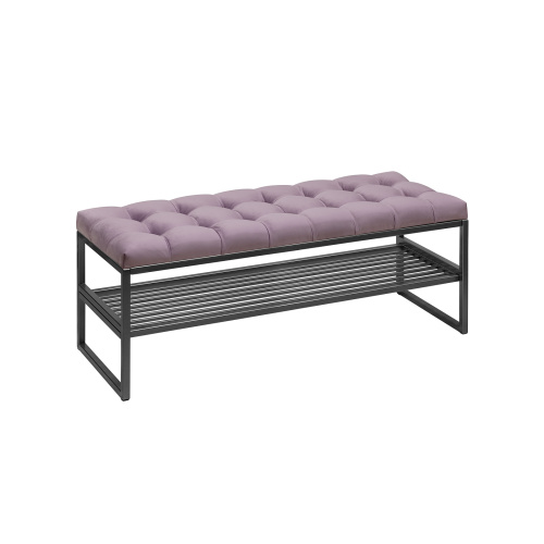 Банкетка RIMINI, черный, Dusty Pink, каретная стяжка, 110*40*45 фото 2