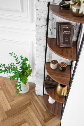 Стеллаж ALLEN, черный, ЛДСП Орех, 33*33*145 фото 15