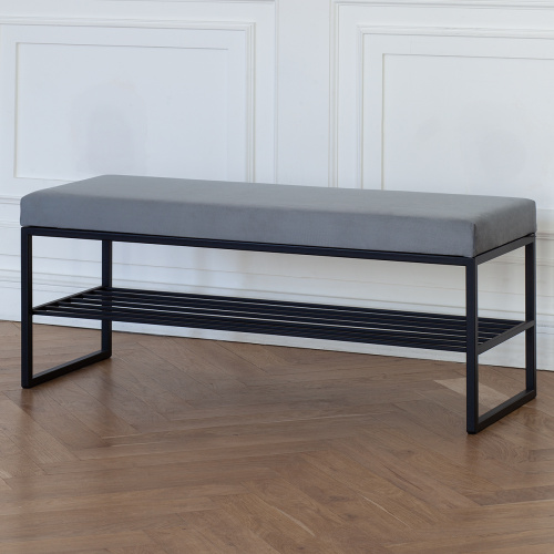 Банкетка RUBY, черная, Light Blue, 110*40*45 фото 2