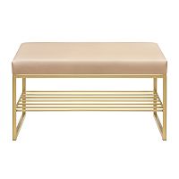 Банкетка RUBY MINI, золотой, экокожа Light Beige, 85*40*45