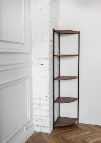 Стеллаж ALLEN, черный, ЛДСП Орех, 33*33*145 фото 8