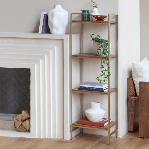 Стеллаж ALTO, золотой, ЛДСП Орех, 45*30*145 фото 2