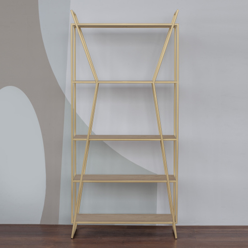 Стеллаж OSLO MINI, золотой, ЛДСП Дуб Каселла, 80*33*171 фото 6