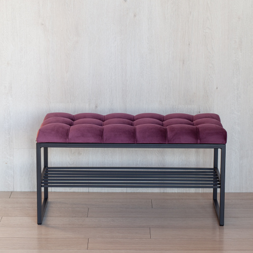 Банкетка RUBY MINI, черная, Marsala, каретная стяжка, 85*40*45 фото 4