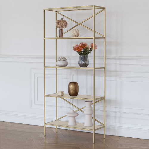 Стеллаж KARIN-800, золотой, керамика слоновая кость фото 7