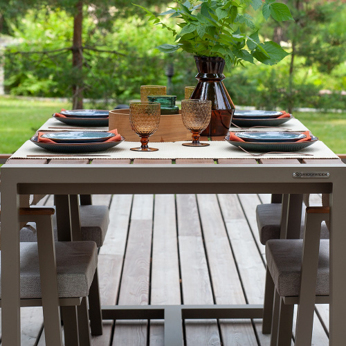 Стол уличный обеденный SANTORINI, алюминий PECAN, дерево, 150*87*77 фото 3