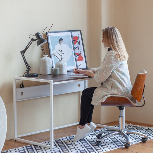 Стол письменный Rimini, белый, ЛДСП Орех Табак, 120*65*75 фото 4