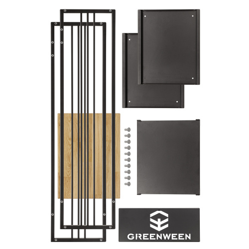 Дровница CAPRI MINI с полкой, черная, столешница дерево, 40*30*120 фото 13