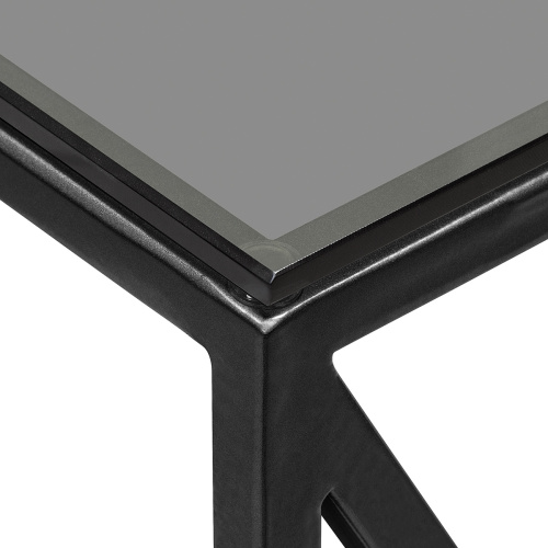 Консоль GARDA, черная, столешница стекло, полка ЛДСП Орех, 110*40*82 фото 10