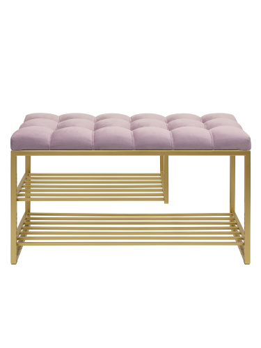 Обувница GARDA PLUS, золотая, Dusty Pink, каретная стяжка, 85*40*52 фото 4