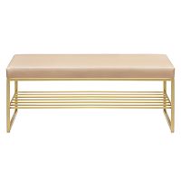 Банкетка RUBY, золотая, экокожа Light Beige, 110*40*45
