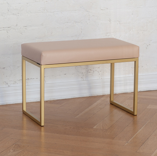 Банкетка ALBA SMART, золотая, экокожа Light Beige, 65*35*45 фото 2