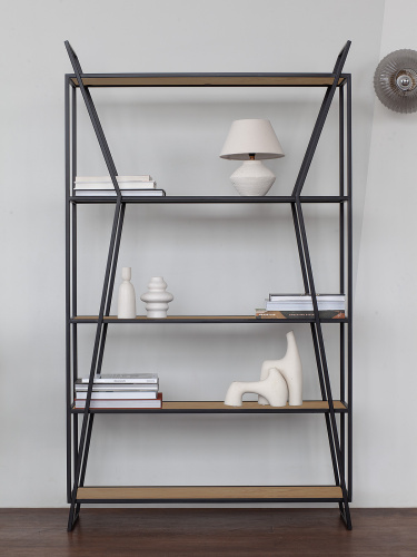 Стеллаж OSLO, черный, ЛДСП Робиния фото 5