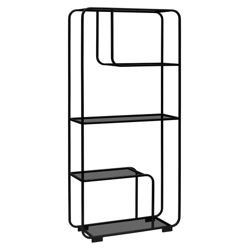 Стеллаж SIENA, черный, тонированное стекло, 80*30*173