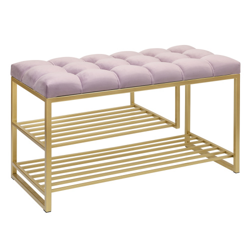 Обувница GARDA PLUS, золотая, Dusty Pink, каретная стяжка, 85*40*52