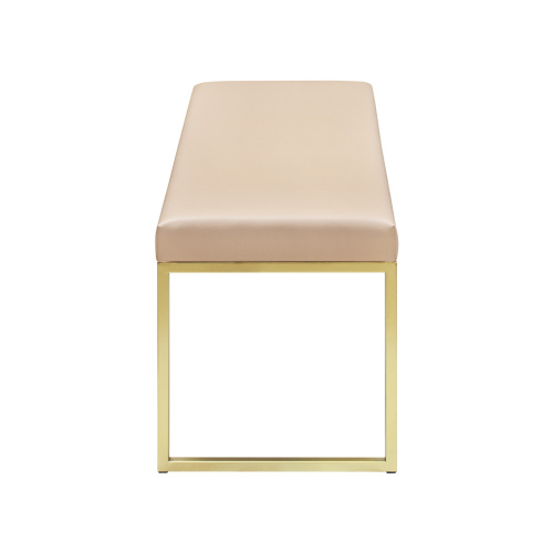 Банкетка ALBA, золотая, экокожа Light Beige, 110*40*45 фото 3