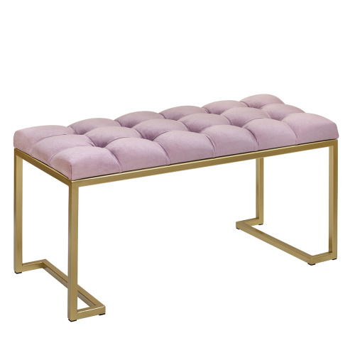 Банкетка OMEGA MINI, золотая, Dusty Pink, каретная стяжка, 85*40*45 фото 8