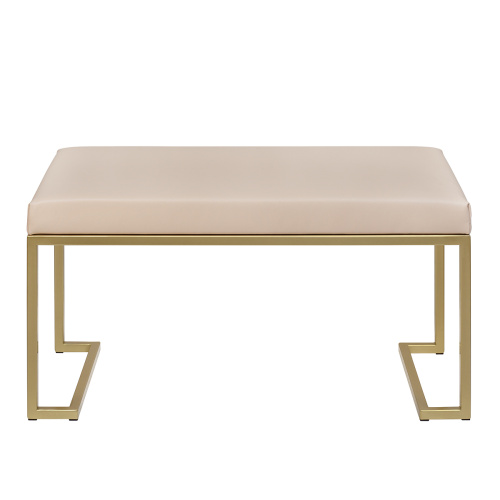 Банкетка OMEGA MINI, золотая, экокожа Light Beige, 85*40*45 фото 4