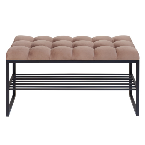 Банкетка RUBY MINI, черная, Mocco, каретная стяжка, 85*40*45