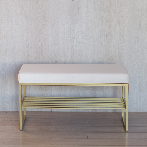 Банкетка RUBY MINI, золотой, слоновая кость, 85*40*45 фото 4