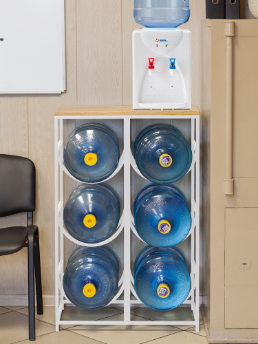 Подставка для 6 бутылок со столиком из дуба, белая фото 10