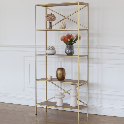 Стеллаж KARIN-800, золотой, ЛДСП Робиния, 80*30*175 фото 4