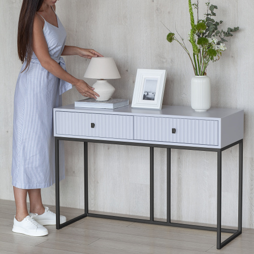 Консоль VERONA, черная, МДФ Pearl Grey, 112*40*78 фото 2