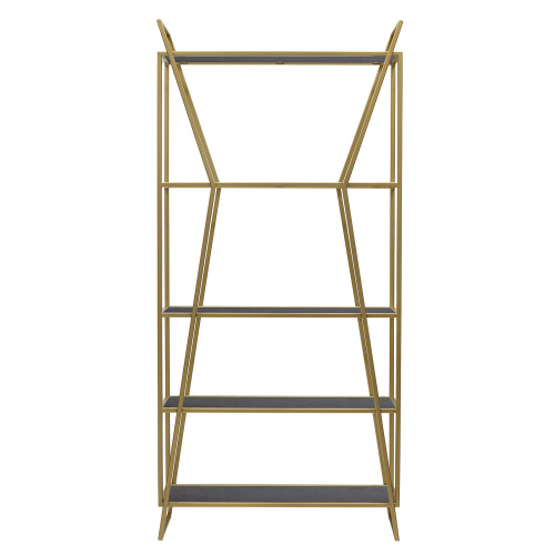Стеллаж OSLO MINI, золотой, ЛДСП Бетон темный, 80*33*171 фото 9