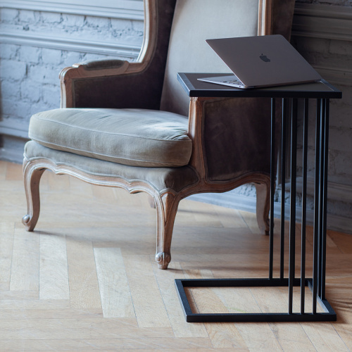 Cтолик кофейный приставной SOHO, черный, столешница керамика Antracite, 36,5*43*67