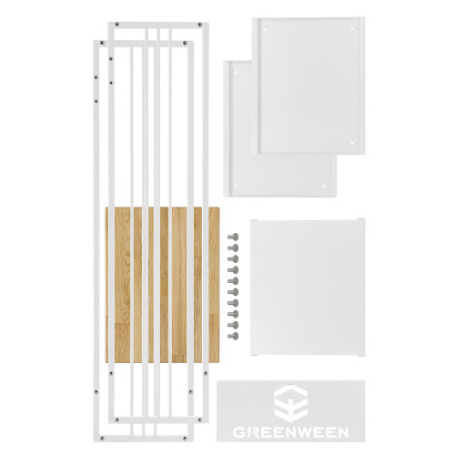 Дровница CAPRI MINI с полкой, белая, столешница дерево, 40*30*120 фото 13