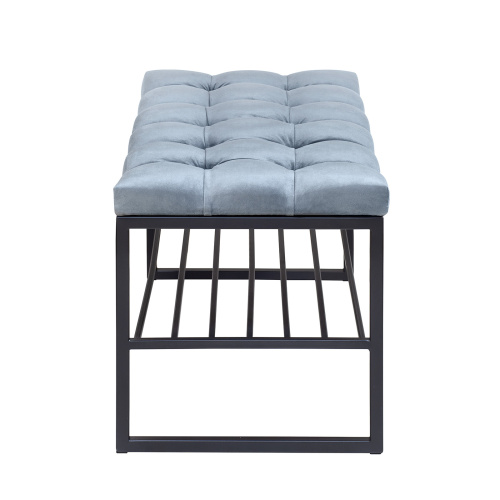 Банкетка RUBY MINI, черная, Light Blue, каретная стяжка, 85*40*45 фото 3