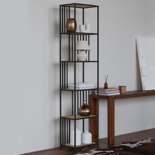 Стеллаж SOHO MINI, черный, ЛДСП Дуб Каселла, 45*30*195 фото 3