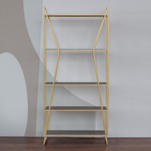 Стеллаж OSLO MINI, золотой, ЛДСП Бетон темный, 80*33*171 фото 6