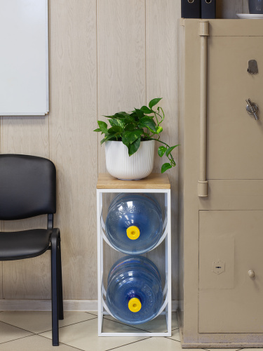 Подставка для 2 бутылок, со столиком из дуба, белая фото 2