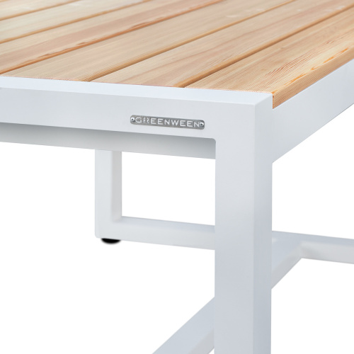 Стол уличный обеденный SANTORINI, алюминий белый, дерево, 180*98*77 фото 4