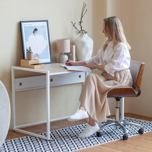 Стол письменный Rimini, белый, ЛДСП Дуб Натуральный, 120*65*75 фото 2