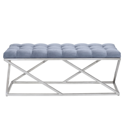 Банкетка ZUMA, н/ж сталь, Light Blue, каретная стяжка, 110*40*45 фото 4