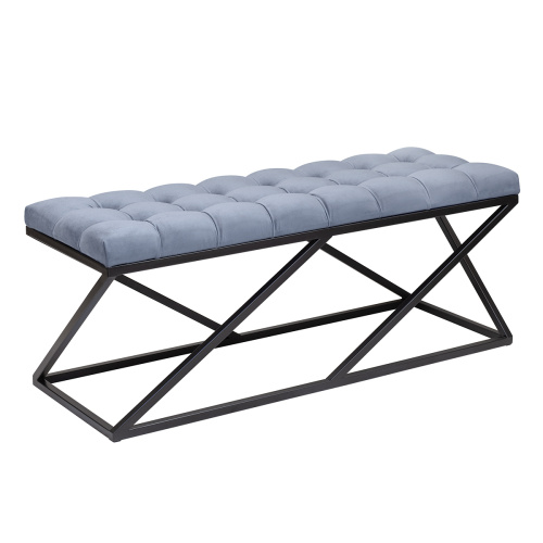 Банкетка ZUMA, черная, Light Blue, каретная стяжка, 110*40*45 фото 2