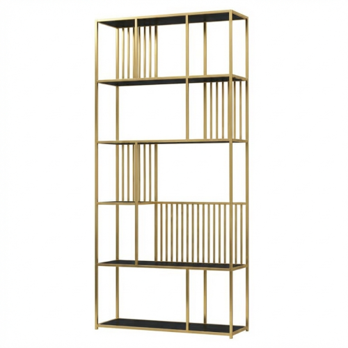 Стеллаж SOHO, золотой, ЛДСП Черный Лес