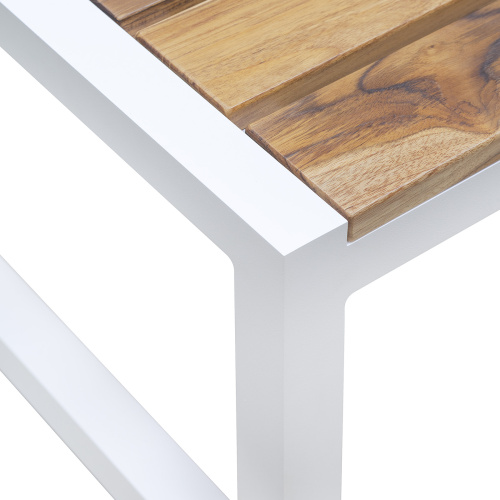 Cтол уличный журнальный SANTORINI, алюминий белый, тик, 108,5*65*36,5 фото 4