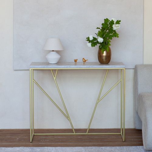 Консоль EVA, золотая, ЛДСП Аренария, 100*35*83 фото 3