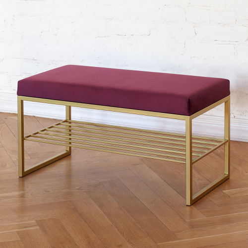 Банкетка RUBY MINI, золотой, обивка велюр, 85*40*45 фото 2