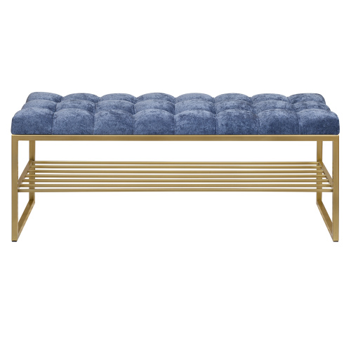 Банкетка RUBY, золотая, Steel Blue, каретная стяжка, 110*40*45 фото 7