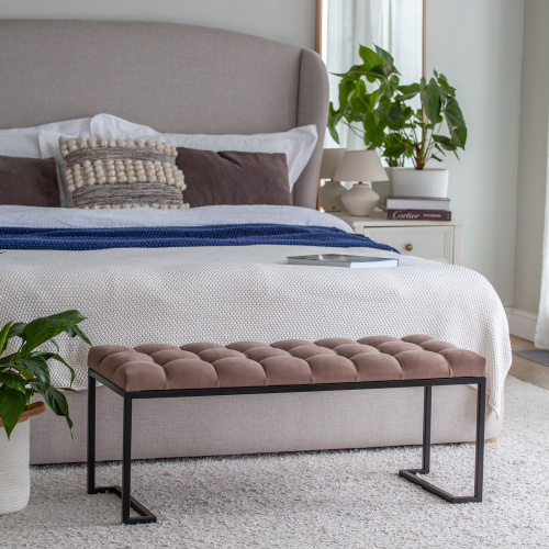 Банкетка OMEGA, черная, Mocco, каретная стяжка, 110*40*45 фото 2