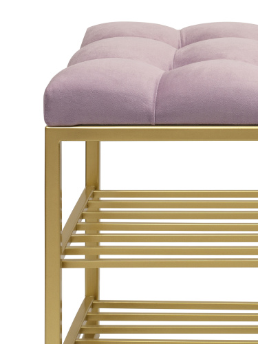 Обувница GARDA PLUS, золотая, Dusty Pink, каретная стяжка, 85*40*52 фото 6